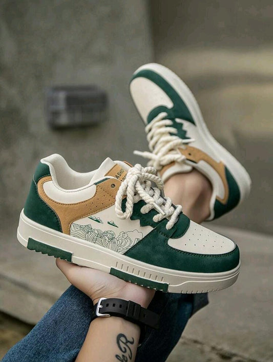 (La taille est petite) Chaussures plates décontractées pour hommes avec imprimé aléatoire,