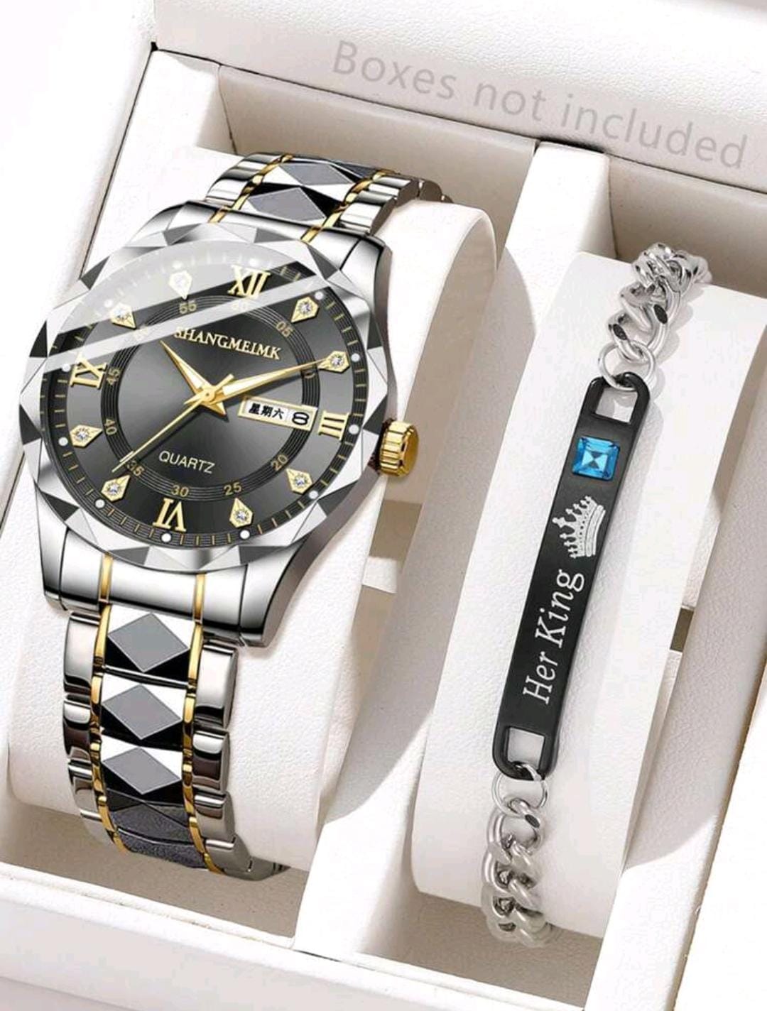 Montres à quartz pour homme avec bracelet en acier