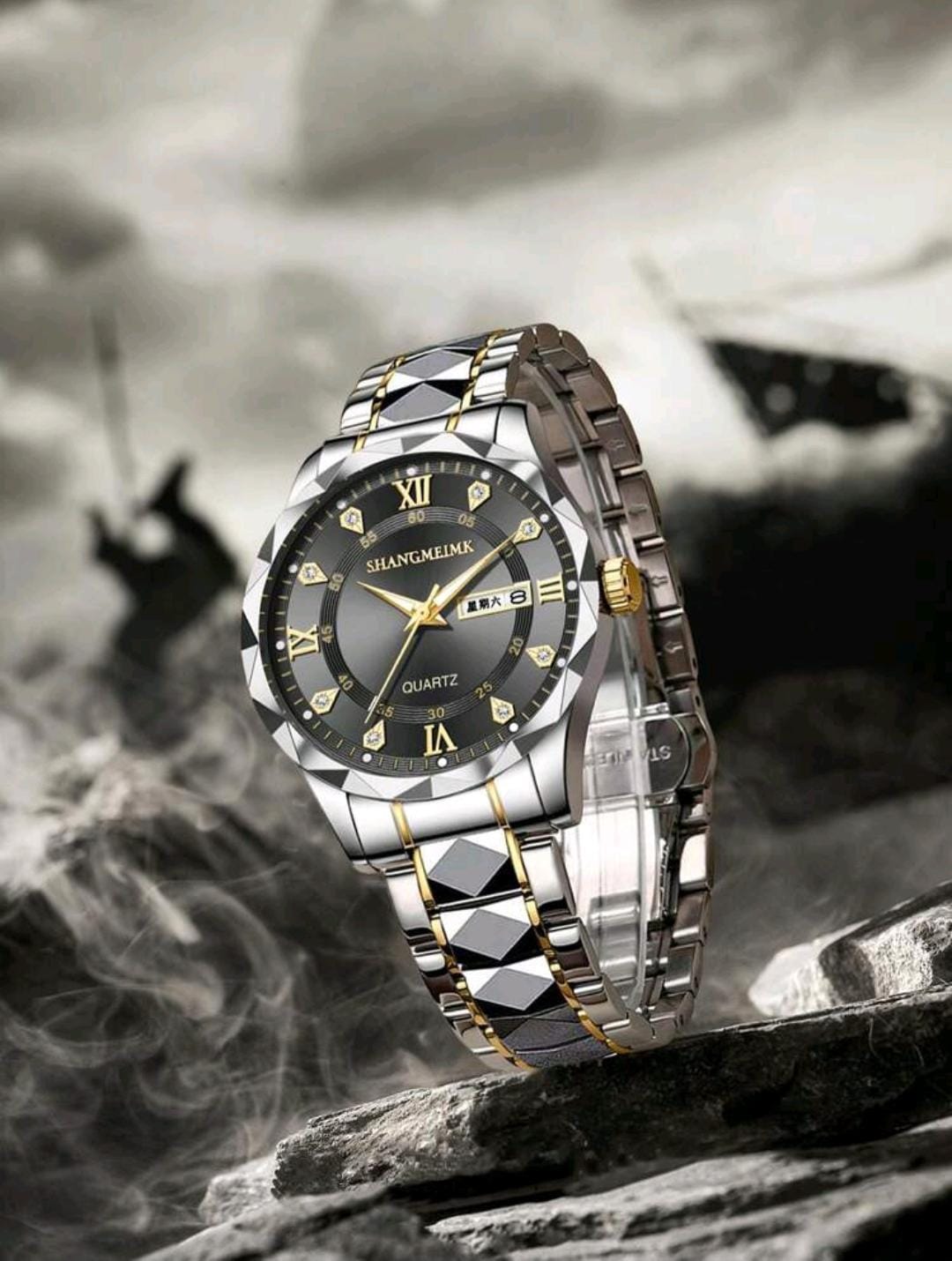 Montres à quartz pour homme avec bracelet en acier