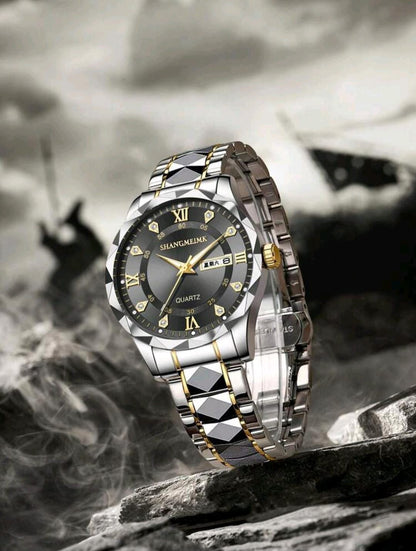 Montres à quartz pour homme avec bracelet en acier