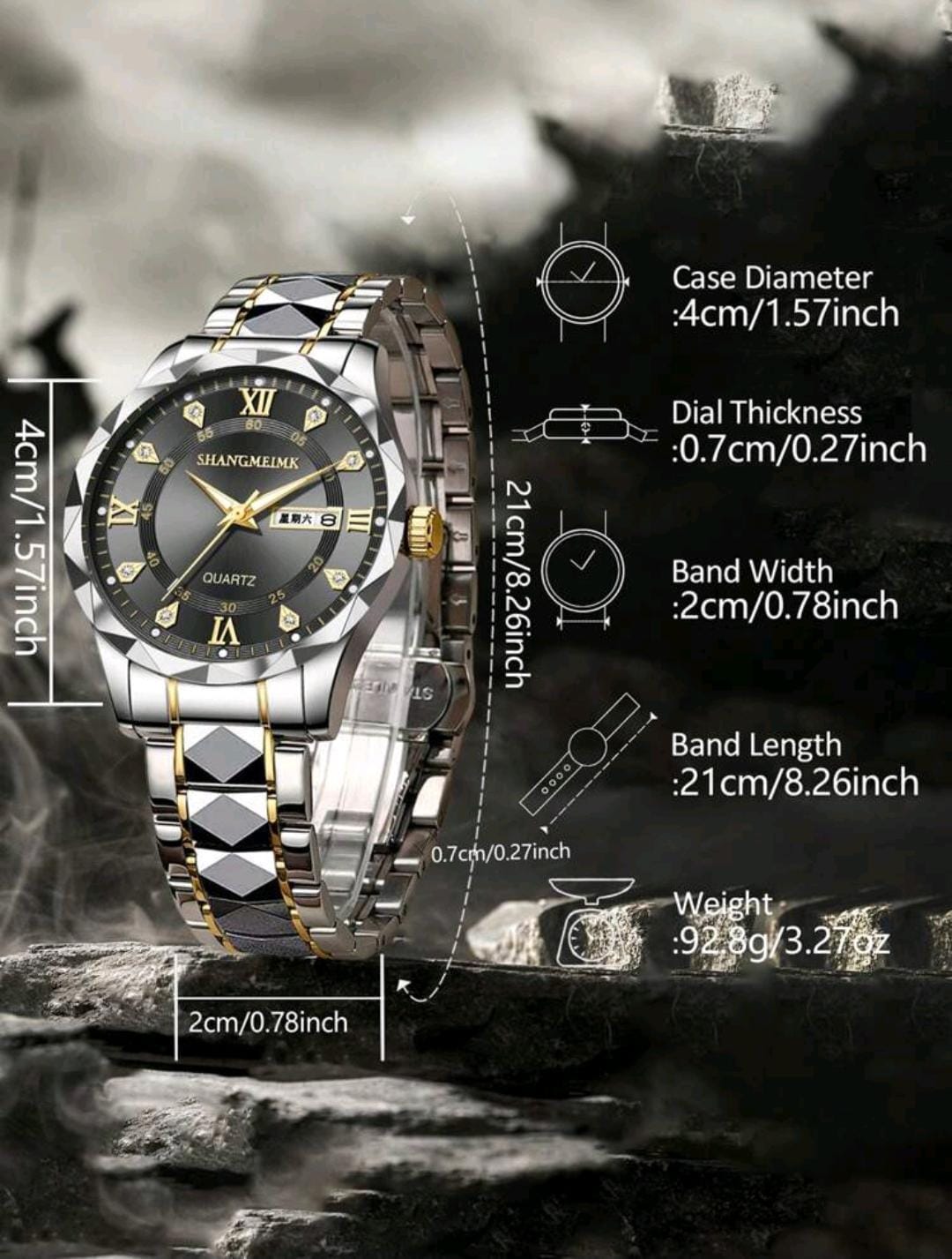Montres à quartz pour homme avec bracelet en acier