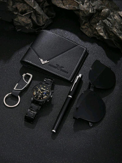 Montres à Quartz, Portefeuille , Porte-clés, Stylo, Lunettes de Soleil, Idéal pour les Cadeaux de Fête des Hommes