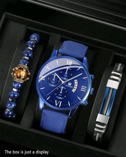 3 pièces/set Montre à quartz de style sport décontracté pour hommes