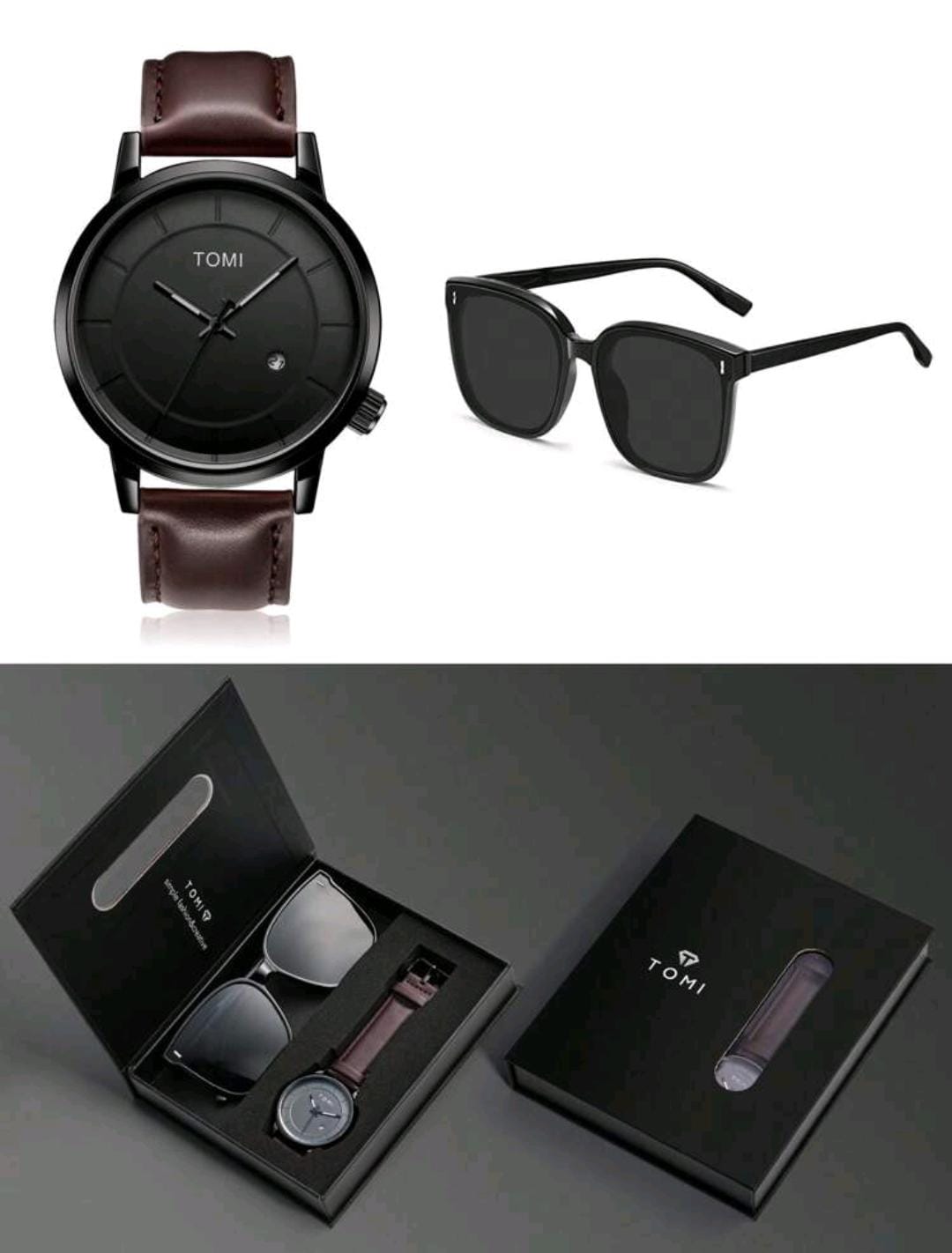Montre Homme Quartz TOMI avec Lunettes de Soleil