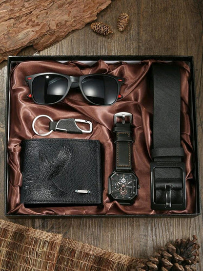 Ensemble et élégant pour hommes en 5 pièces, montre à quartz