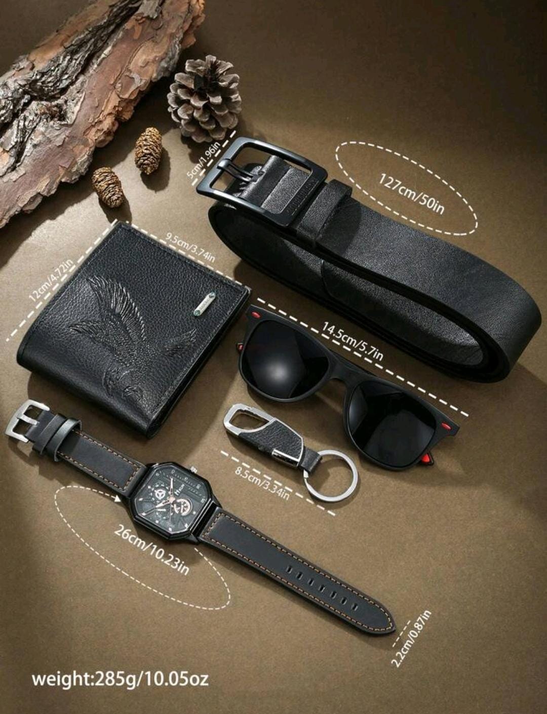 Ensemble et élégant pour hommes en 5 pièces, montre à quartz