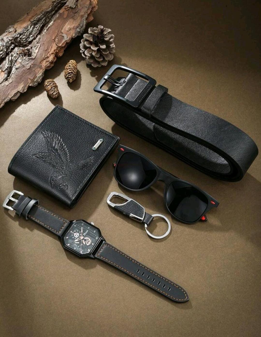 Ensemble et élégant pour hommes en 5 pièces, montre à quartz