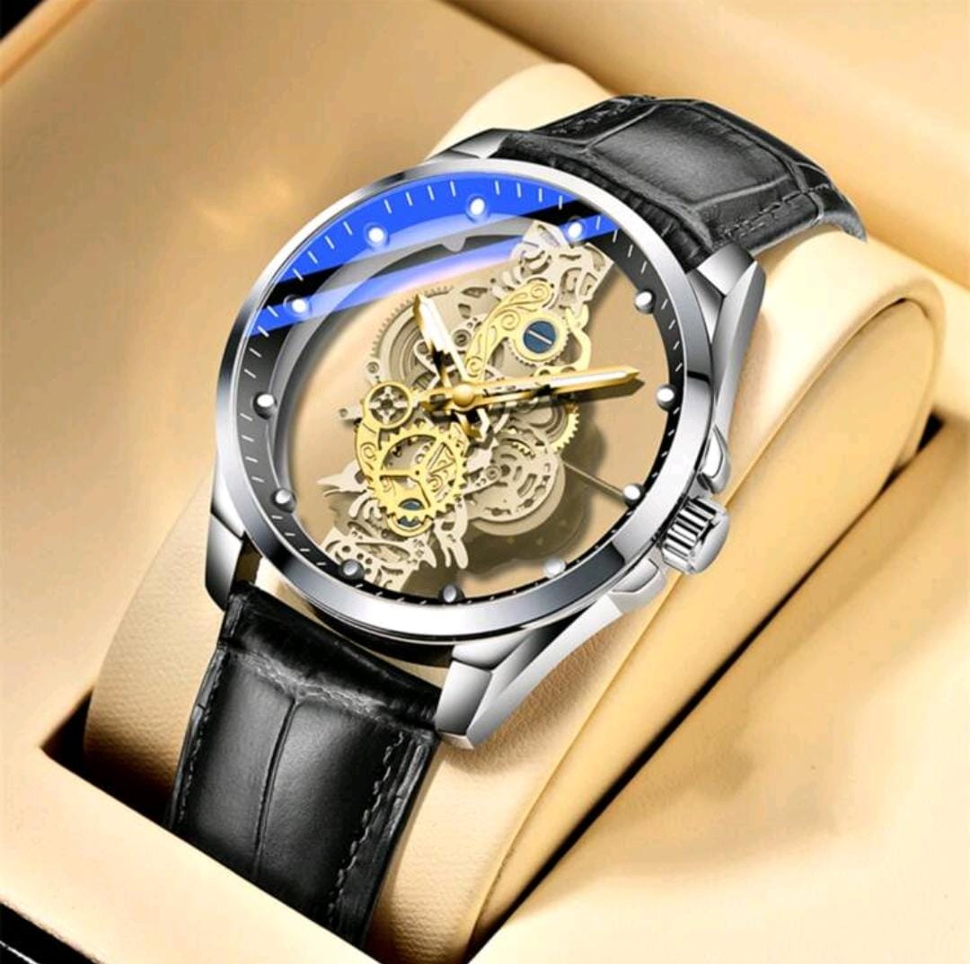 Montre Quartz Cadran Noir En Polyuréthane PU Sangle