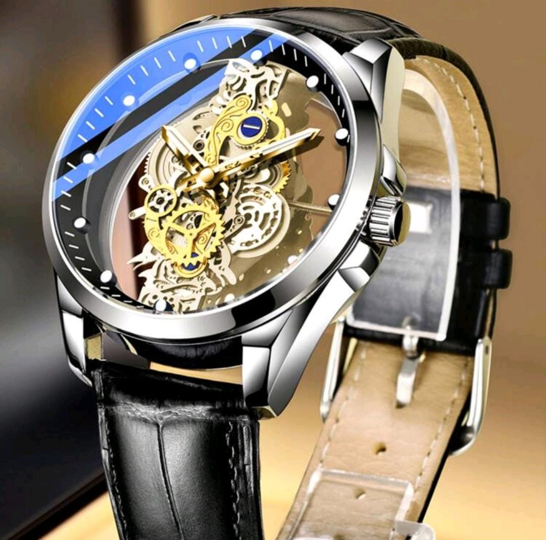 Montre Quartz Cadran Noir En Polyuréthane PU Sangle