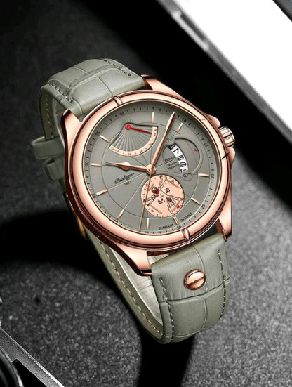 Montre-bracelet à quartz d'affaires décontractée imperméable avec calendrier pour hommes POEDAGAR