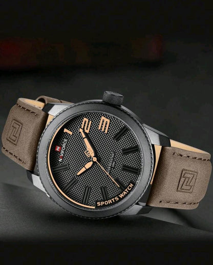 Montre à quartz avec indicateur de date ronde pour hommes