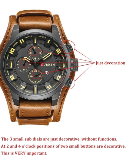 Montre-bracelet à quartz ronde avec pointeur de calendrier décontractée