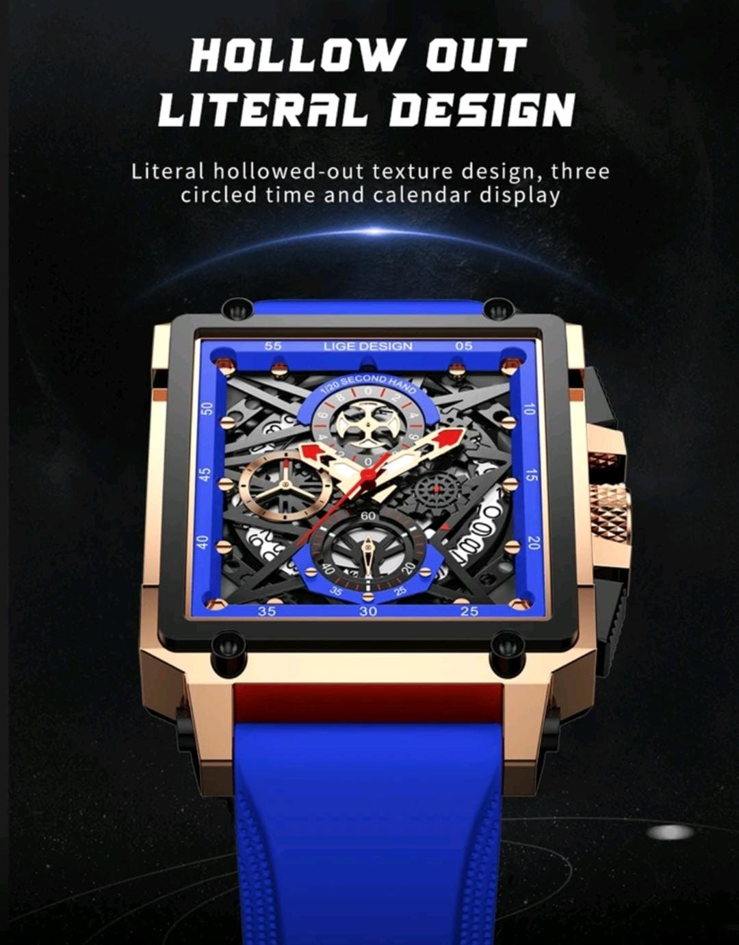 LIGE Montre de luxe pour homme de marque LIGE