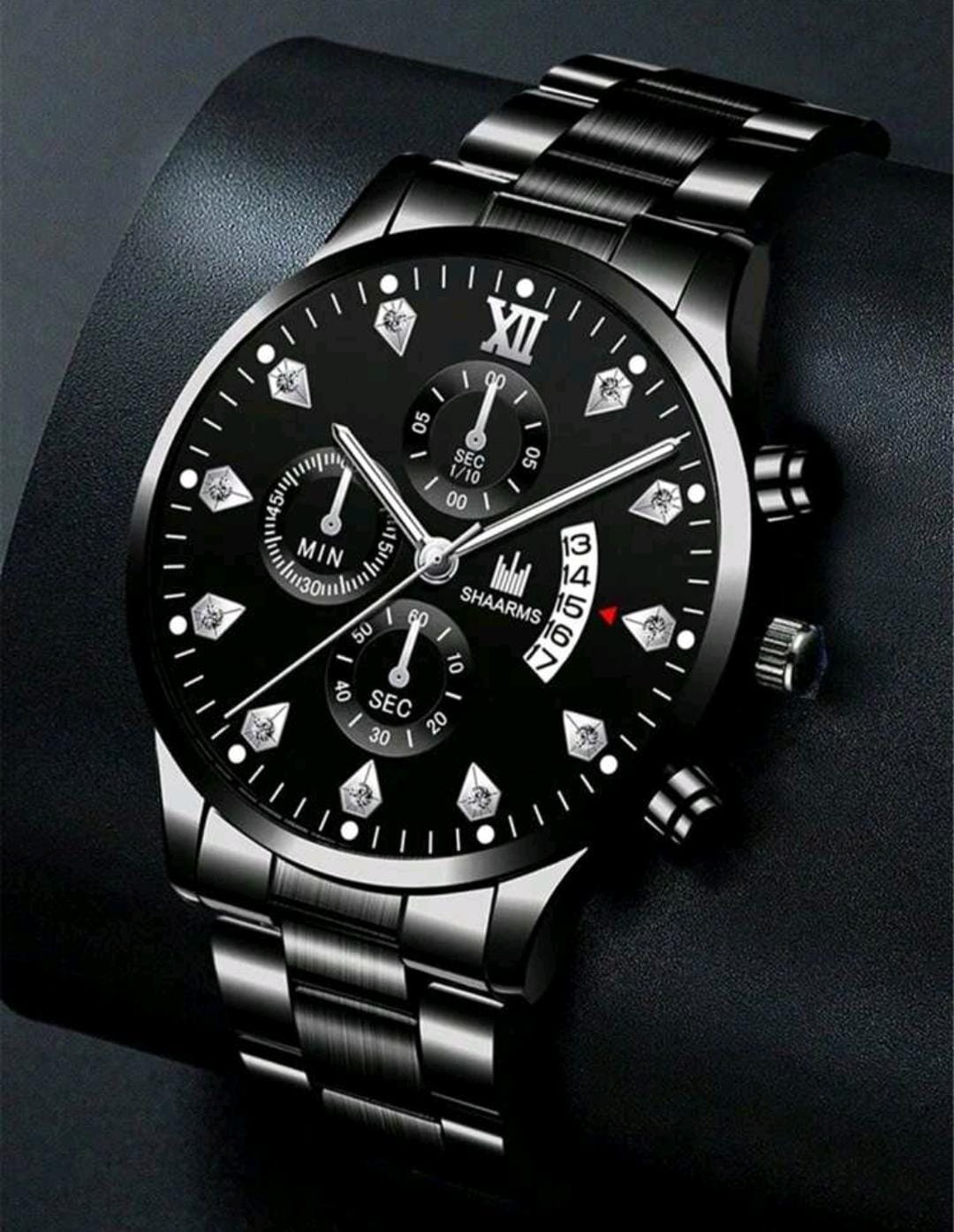 SHAARMS Montre à trois cadrans avec date à quartz pour hommes