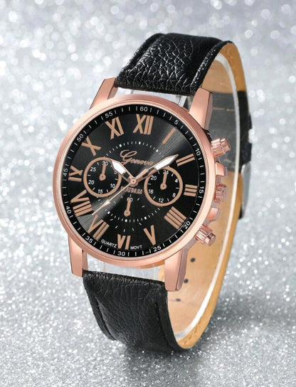 Montre simple à douze clous bicolores pour femmes