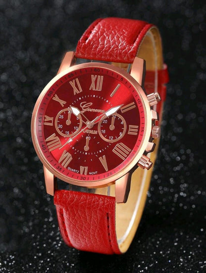 Montre simple à douze clous bicolores pour femmes