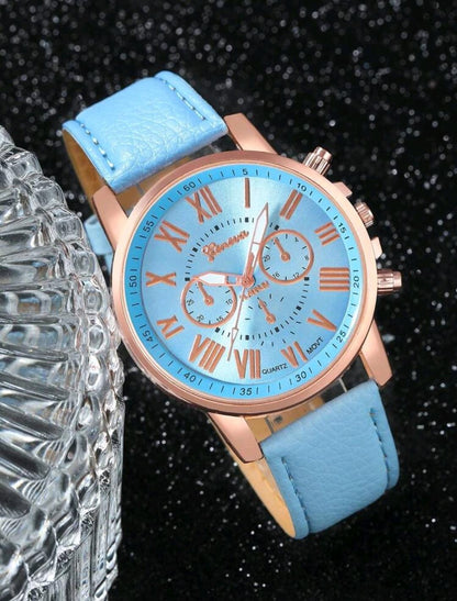 Montre simple à douze clous bicolores pour femmes