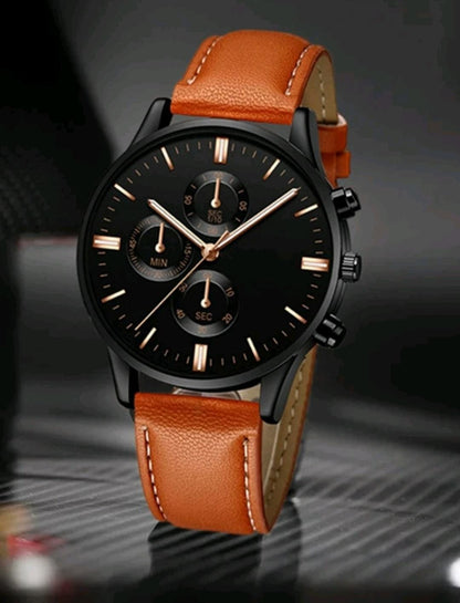 Homme Montre À Quartz À Pointeur Rond Argent