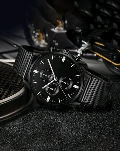 Homme Montre À Quartz À Pointeur Rond Argent