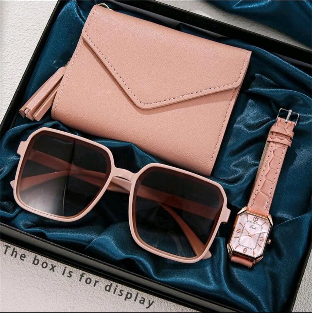 Montre à quartz minimaliste pour femmes + portefeuille tendance