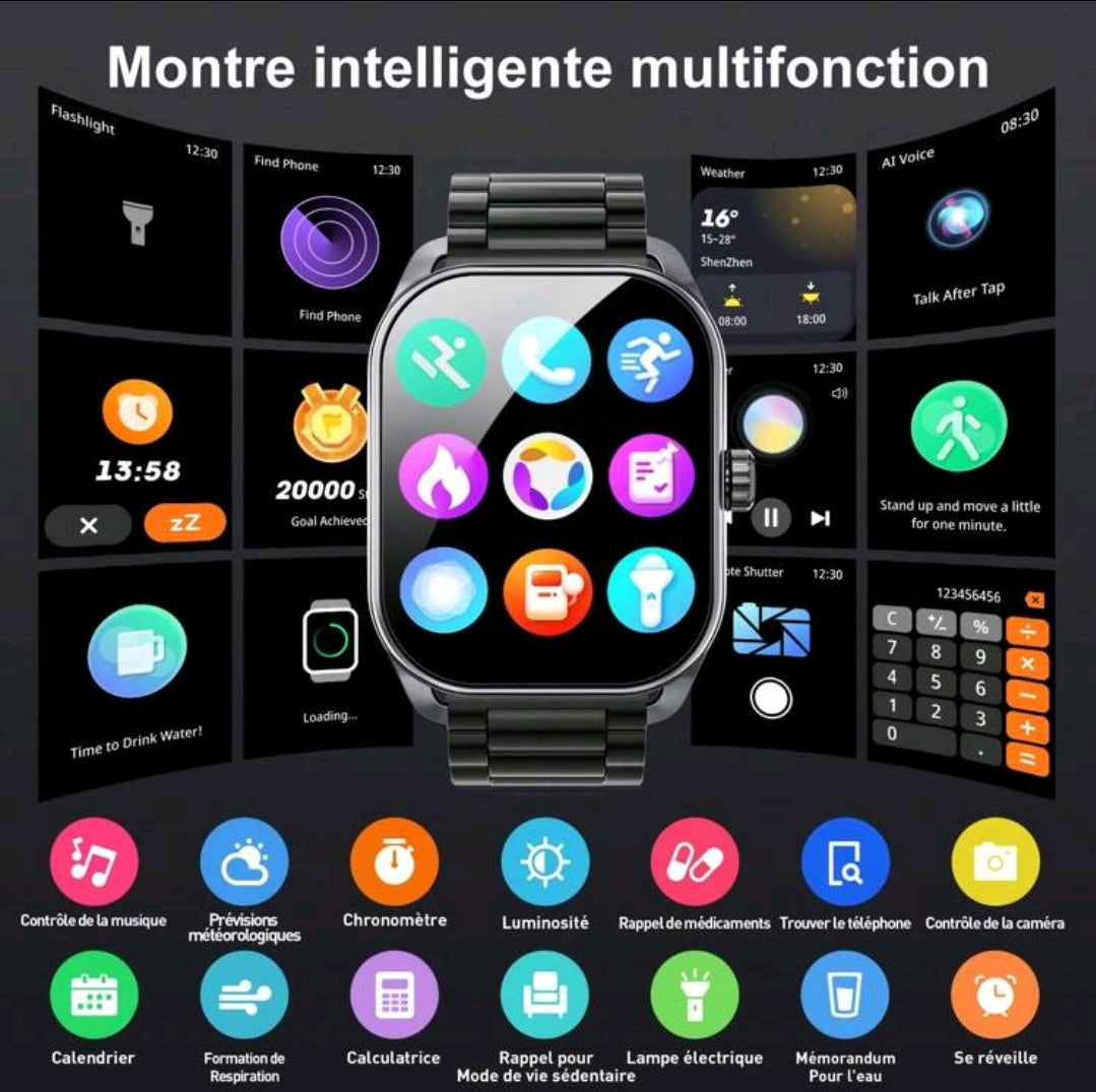 Hwagol Montre connectée pour hommes (répondre/passer des appels), smartwatch pour hommes