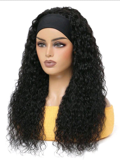 Perruque bandeau à vague d'eau couleur noir naturel, cheveux humains vierges brésiliens non traités, perruque fabriquée à la machine, facile à porter, convient pour 130%, 150%, 180%
