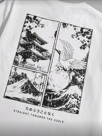 SWAVVY T-shirt pour hommes avec slogan et imprimé grue, été