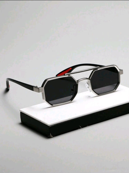 1 paire de lunettes de mode à monture métallique géométrique unisexe