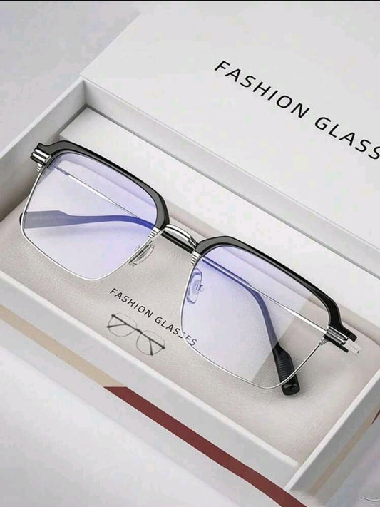1 pièce Lunettes classiques rétro à monture semi-rimless, lunettes transparentes haute