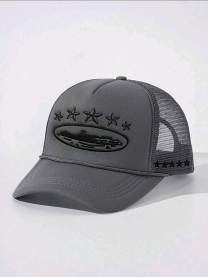 1 pièce de casquette de baseball à étoile à 5 branches brodée, visière de soleil respirante en maille, réglable pour l'extérieur