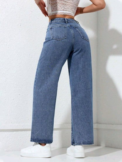 PETITE Jeans droits décontractés et déchirés pour femmes