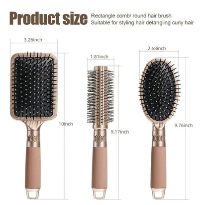 3 pièces Ensemble brosse et peigne Brosse plate Brosse lissante pour cheveux pour hommes et femmes, cheveux mouillés