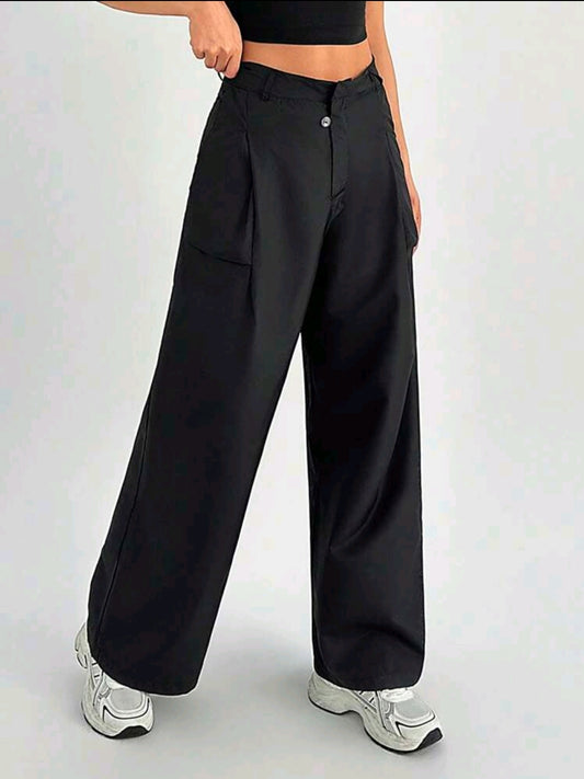 Tall Jeans droits amples de couleur unie polyvalents et décontractés pour femmes