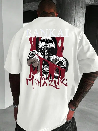 T-shirt Décontracté  Graphique Audacieux au Dos - Crâne Élégant & Motif BAN KAI MIHZUMA