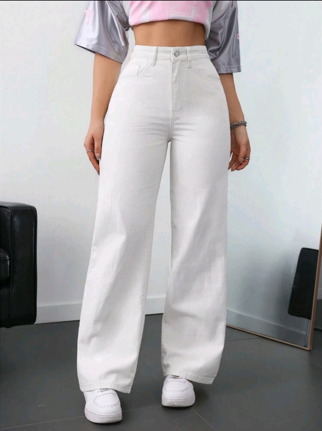 Jeanoix Jeans droits de couleur unie, pratiques et polyvalents