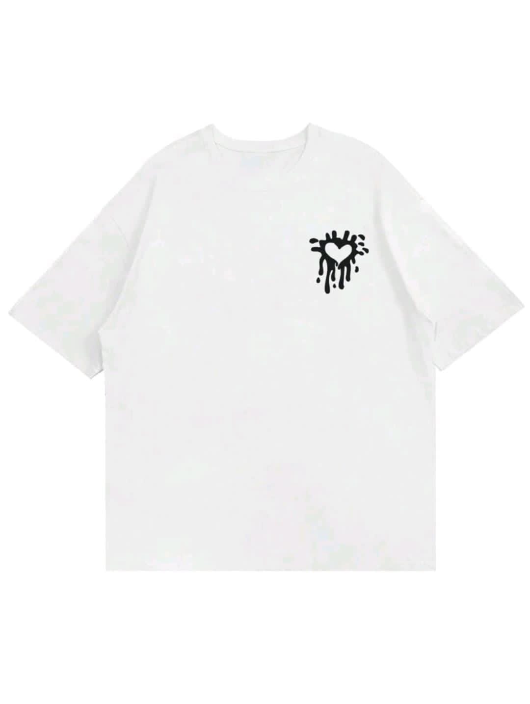 T-shirt décontracté d'été pour hommes à col rond à imprimé cœur et manches courtes