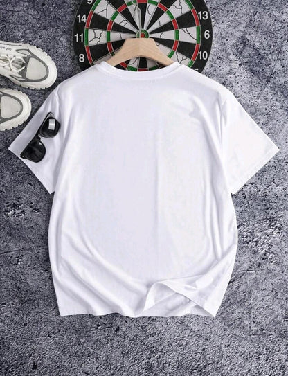 Manfinity Dauomo T-shirt casual à manches courtes col rond avec impression de lettres pour hommes