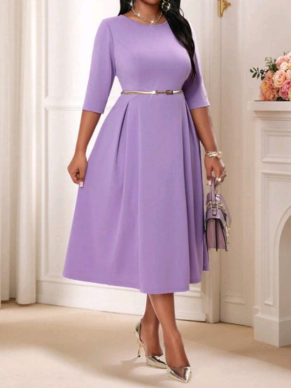 Robe longue à manches longues en maille violette élégante et ample pour l'été et l'hiver, robe de bal de masque