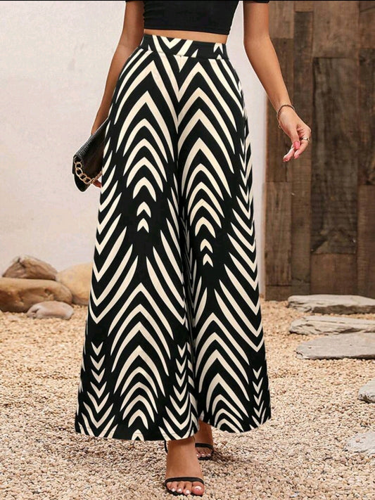 Rafferiza Pantalon À Jambes Larges Et Couleur Bloquée Pour Femmes Avec Nœud Papillon