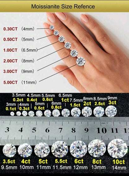 1 pièce Bague de fiançailles en diamant moissanite de couleur D à 10 carats à double rangée de quatre griffes pour femmes, en argent sterling S925