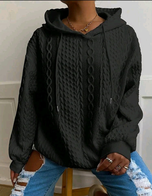 Pull surdimensionné en maille décontracté pour femme avec motif jacquard, manches longues