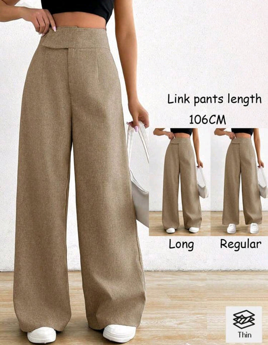 Rafferiza 1 pièce Pantalon casual ample asymétrique à la taille pour femmes