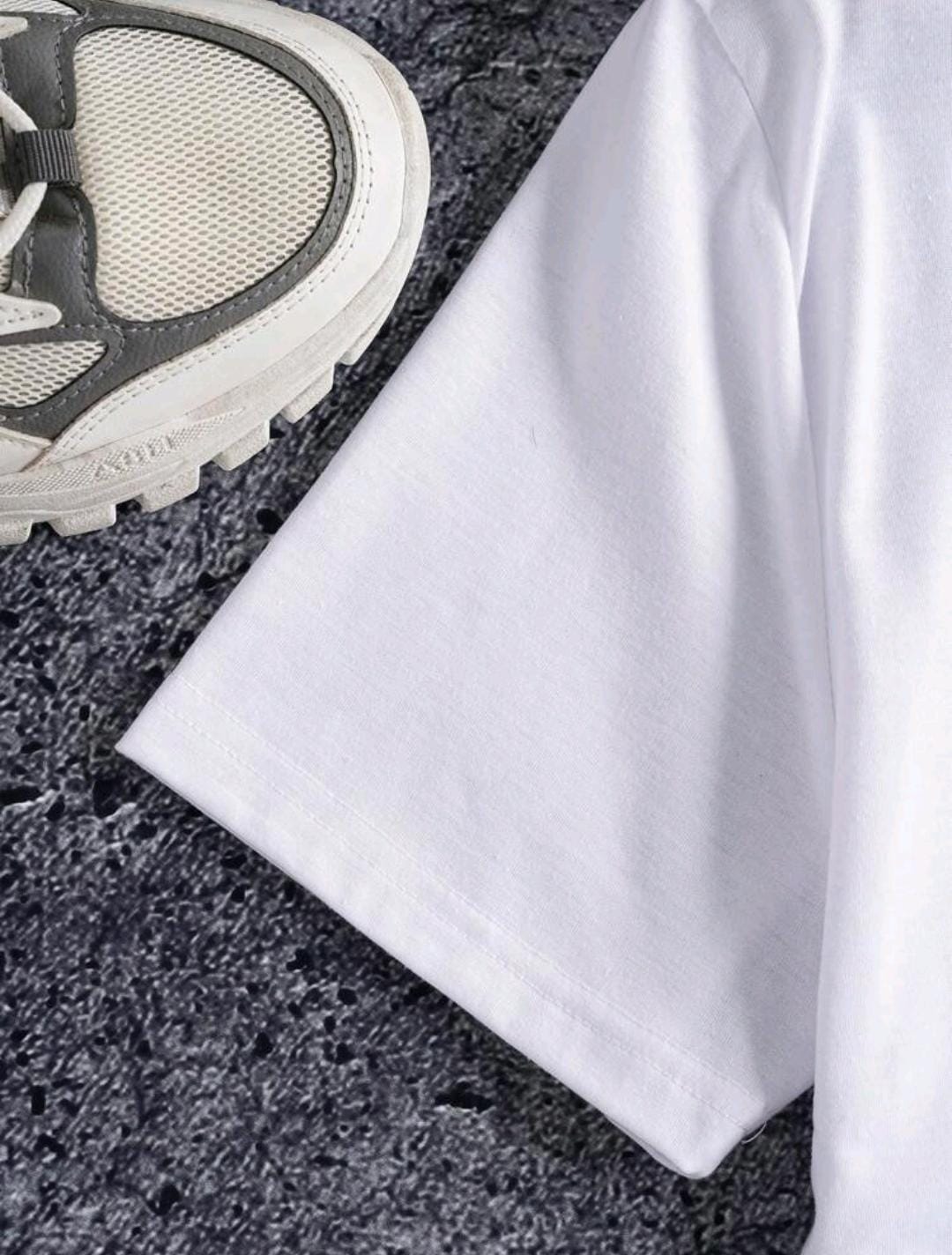 Manfinity Dauomo T-shirt casual à manches courtes col rond avec impression de lettres pour hommes