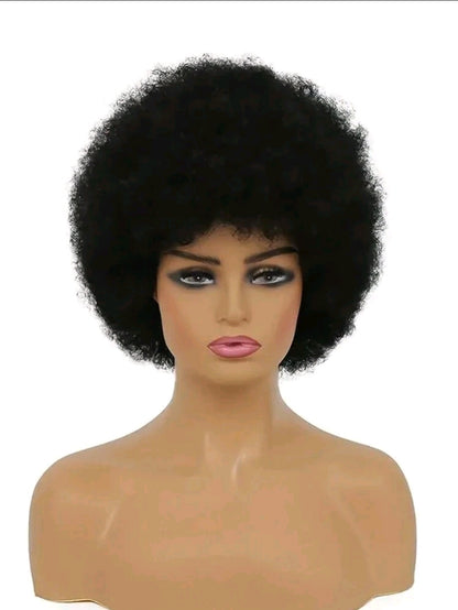 Perruques afro pour femmes, 100% cheveux humains, douces et moelleuses, sans colle. Perruques afro courtes en cheveux humains pour femmes, frisées kinky des années 70,