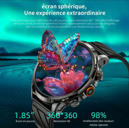 LOKMAT APPLLP 8 PRO 4g Montre connectée 1.85" grand écran rond HD, caméra HD