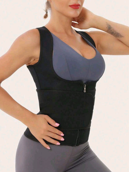 Veste de sport zippée devant avec taille-corset ajustable par boucle et boucle