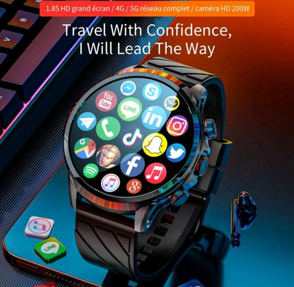 LOKMAT APPLLP 8 PRO 4g Montre connectée 1.85" grand écran rond HD, caméra HD