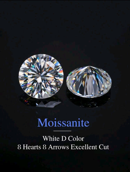 1 pièce Bague de fiançailles en diamant moissanite de couleur D à 10 carats à double rangée de quatre griffes pour femmes, en argent sterling S925