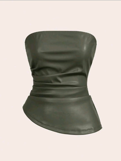 Siren Gaze Top de femme à la mode, plissé avec un ourlet asymétrique, convient pour sortir et les tops de fête