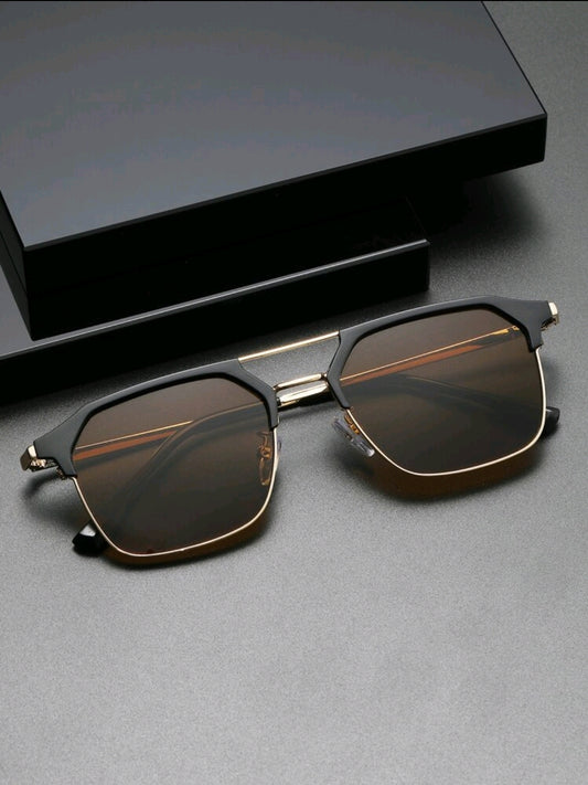 1 pièce Lunettes de soleil aviateur à décor métallique carré élégantes